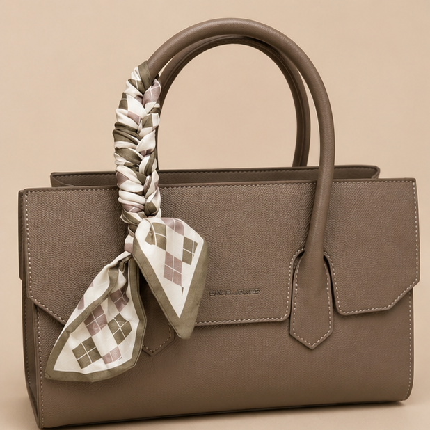 Taupe Scarf Detail Handbag