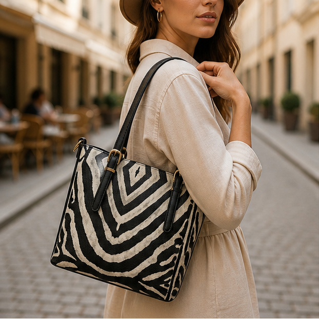 Black & White Zebra Print Tote Handbag