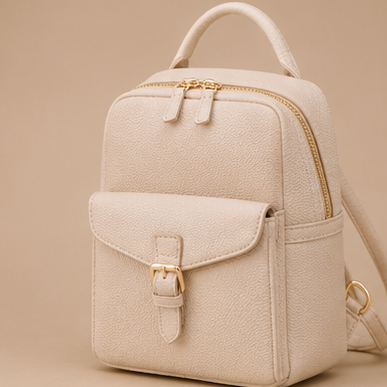 Beige Flap Mini Backpack