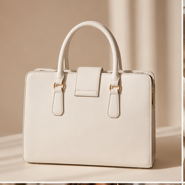 White Textured Shoulder Handbag