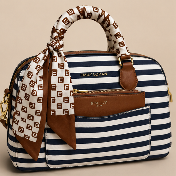 White and Black scarf Tote Handbag