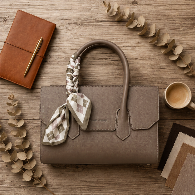 Taupe Scarf Detail Handbag