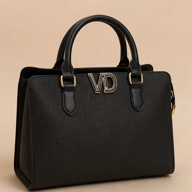 Black VD Detail Handbag