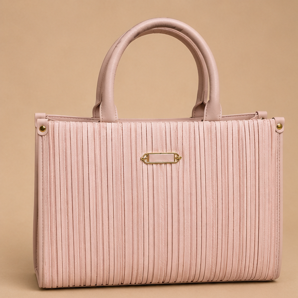 Pink Pleated Tote Handbag