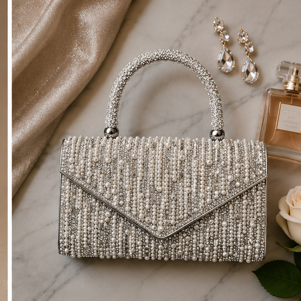 Pearl Embellished Party Clutch