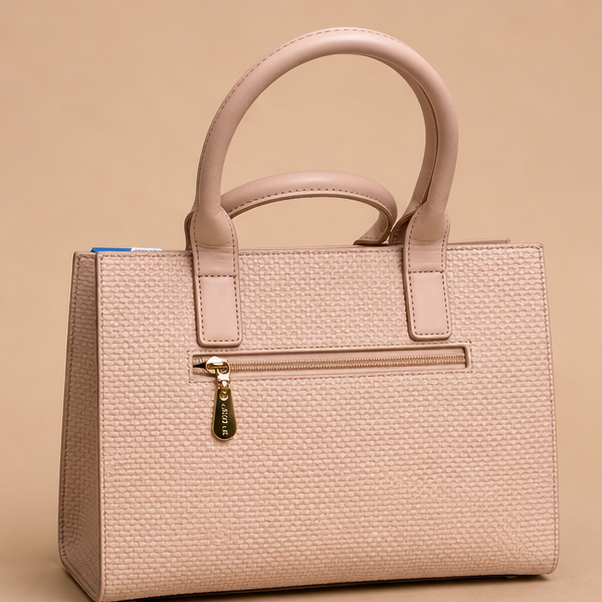 Beige Striped Tote Handbag