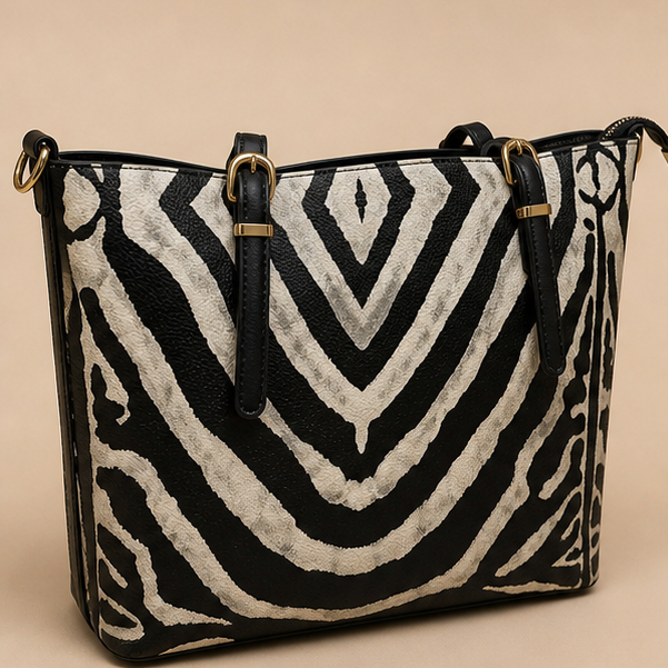 Black & White Zebra Print Tote Handbag