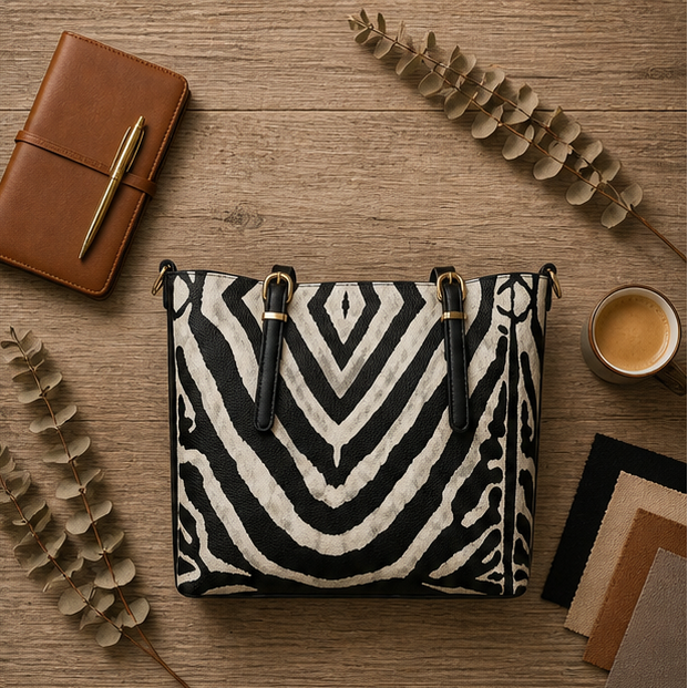 Black & White Zebra Print Tote Handbag