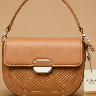 Beige Textured Flap Sling Bag