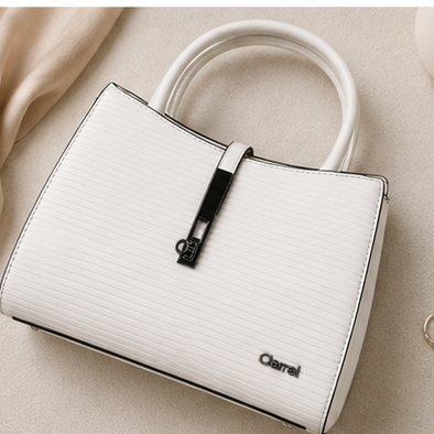 White Classic Lock Handbag