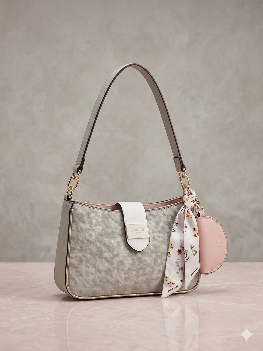 Emily Loran Beige Textured Shoulder Bag with detachable Coin pouch