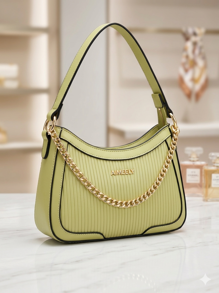 Aimeely Pleated Crescent Shoulder Bag