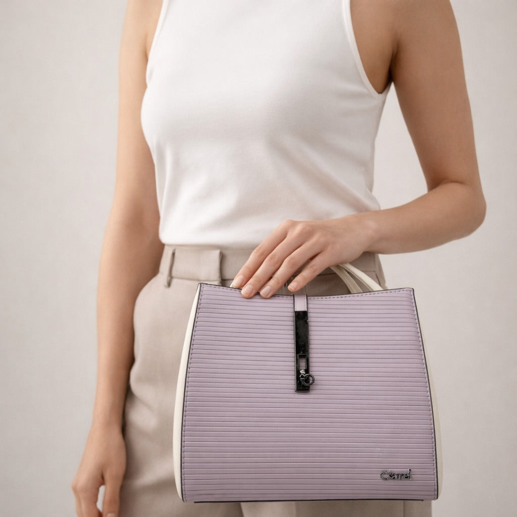 Textured Two-Tone Handbag